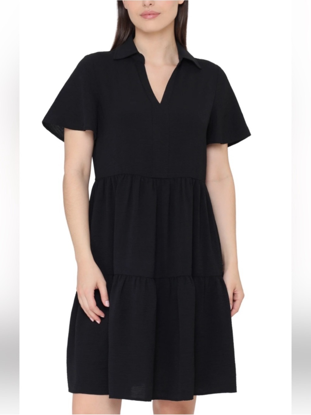 ☀️Tahari Tiered Summer Dress Black Size Medium